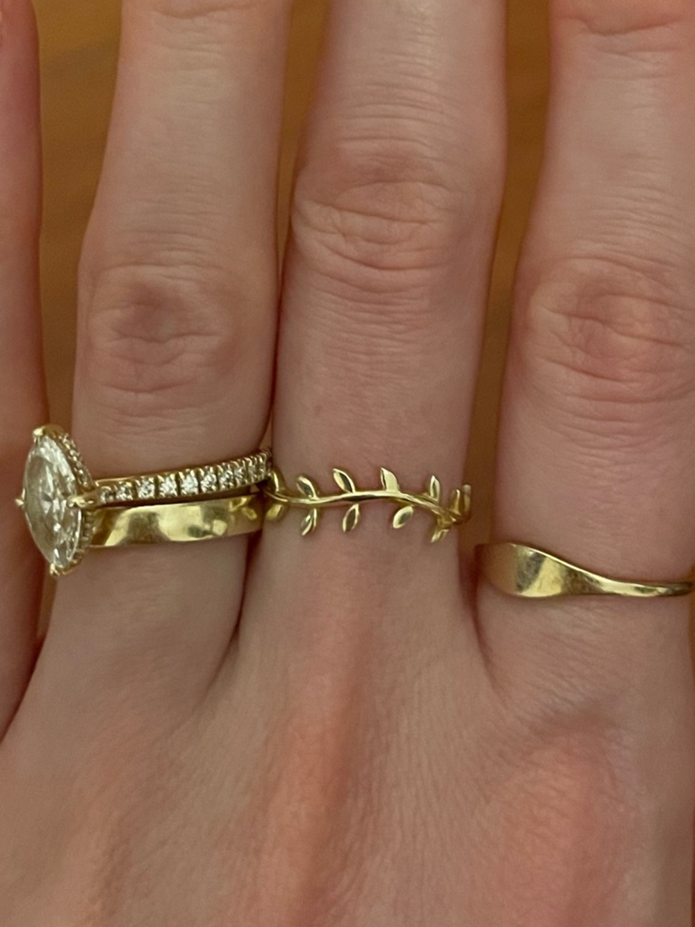 14k gold leaf ring